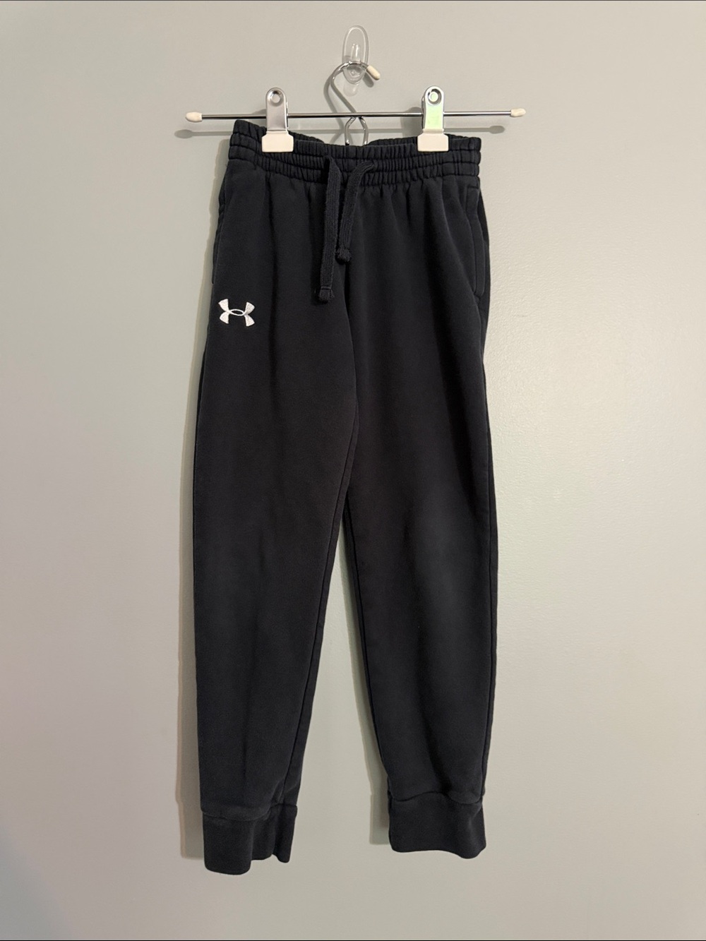 Under Armour Kids Black Joggers with White Logo